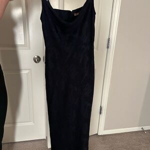 Elegant Navy Blue Scoop Neck Evening Dress